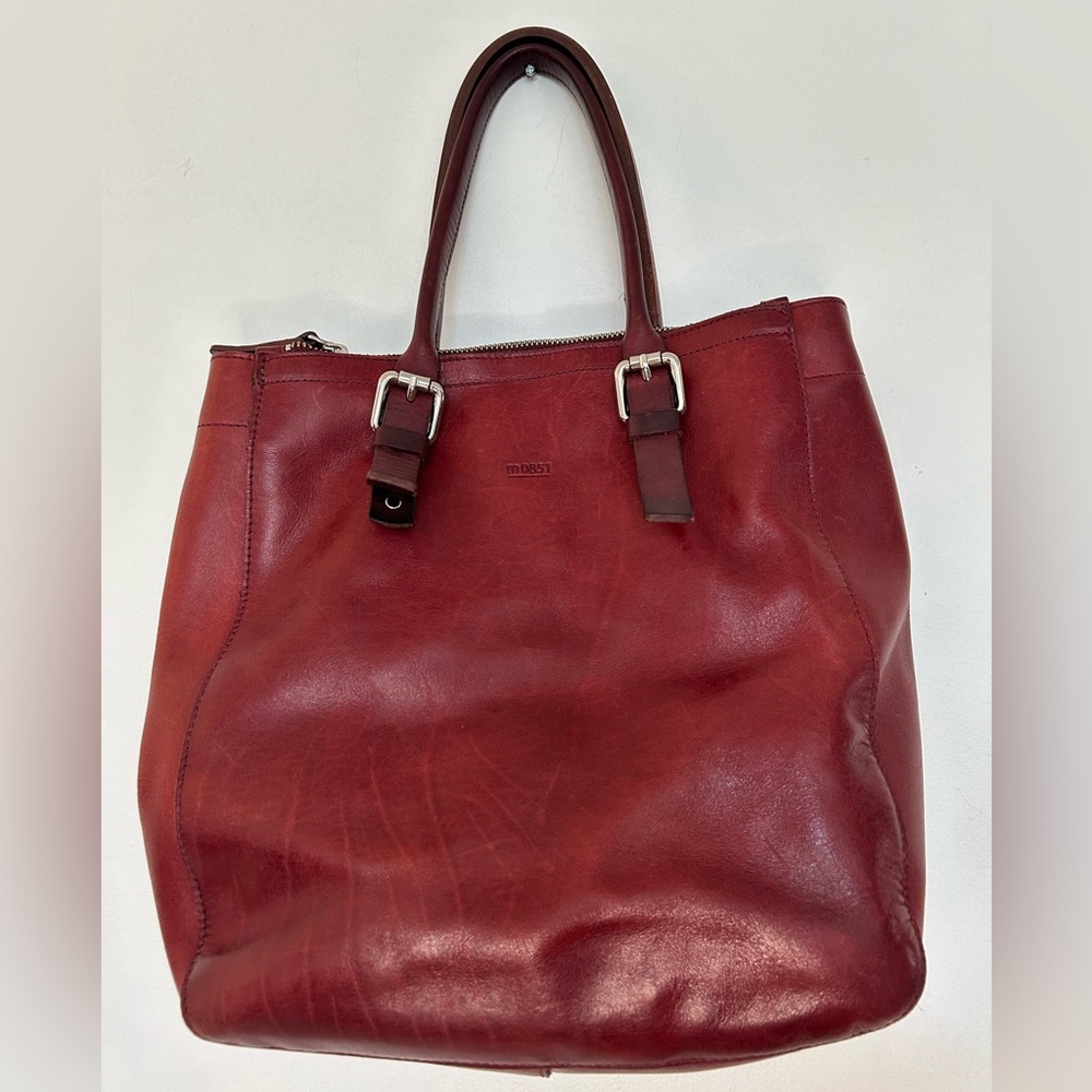 m0851 Leather Tote Bag with Straps